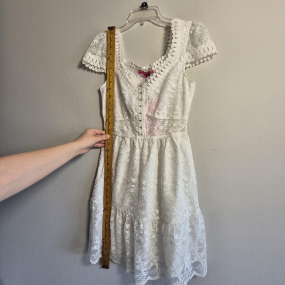 Betsey Johnson NWT Lacey White Crotcheted Fairycore Costal Cowgirl Mini Dress S - Picture 7 of 9